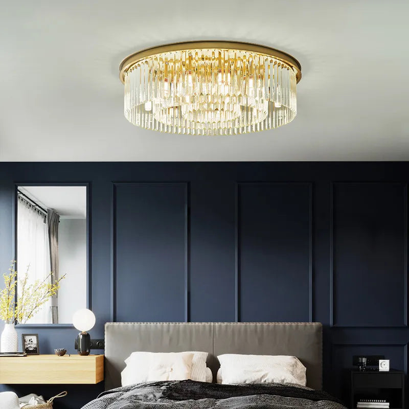 Afralia™ Retro Crystal Ceiling Chandelier for Living Dining Room, Industrial Vintage Hanging Light