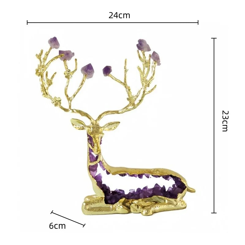 Afralia™ Amethyst Deer Statue | Simulated Crystal Animal Sculpture for Home Décor