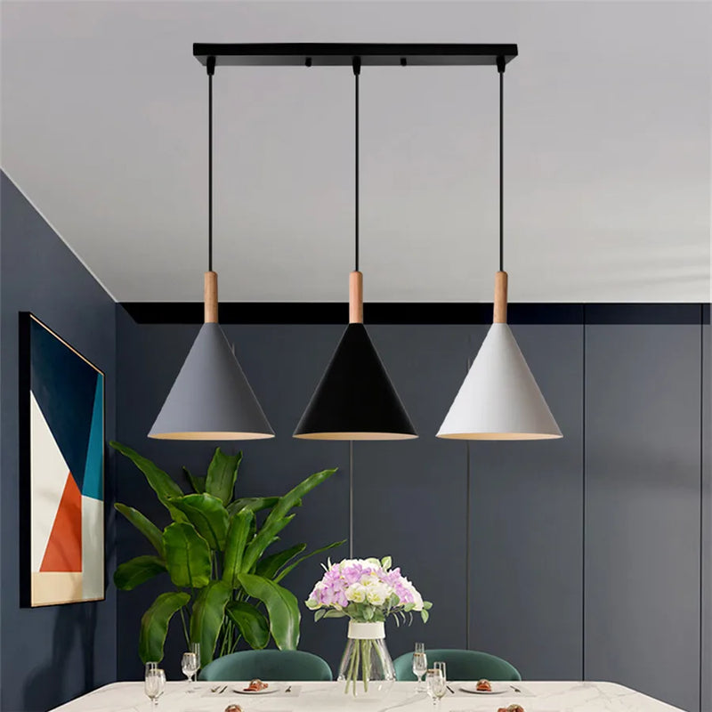 Afralia™ Wood Aluminum Pendant Chandelier for Dinning Living Room Kitchen.