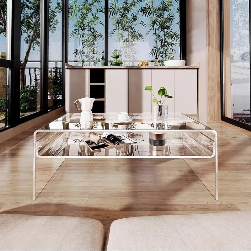 Afralia™ Transparent Acrylic Coffee Table, Creative Long Tea Table, Living Room Sofa Side Table