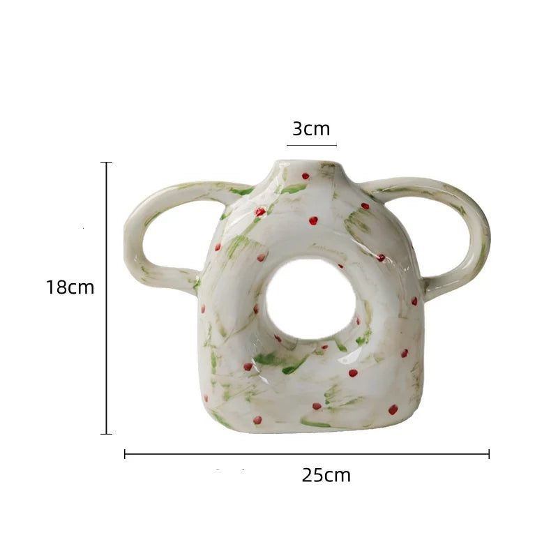 Afralia™ Abstract Handle Ceramic Vase for Floral Arrangements and Home Decoration