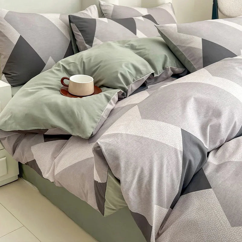 Afralia™ Geometric Print 100% Cotton Bedding Set for All Seasons