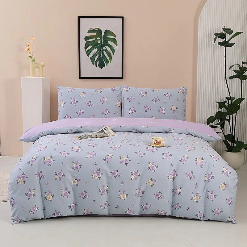 Afralia™ Printed Cotton Bedding Set, 4-Piece Universal Duvet Cover Kit, Cozy Home Textiles