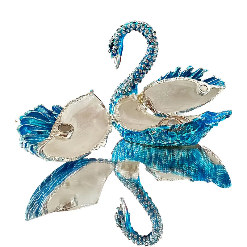 Afralia™ Swan Figurine Jewelry Box: Elegant Collectible Ring Holder & Ornament.