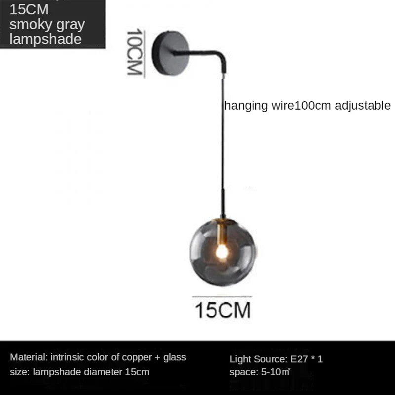 Afralia™ Nordic Brass Glass Wall Sconce: Elegant Living Room Bedside Lighting