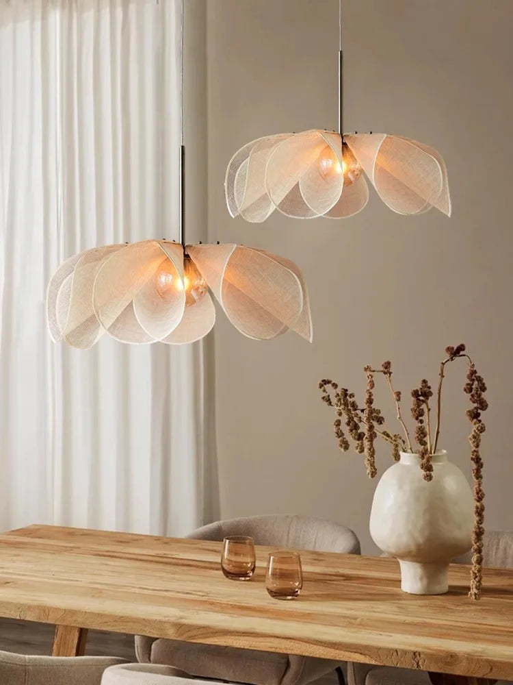 Afralia™ Wabi Sabi Flower Chandelier French Fabric Ceiling Pendant Lig Afralia™ Wabi Sabi Flower Chandelier French Fabric Ceiling Pendant Lig