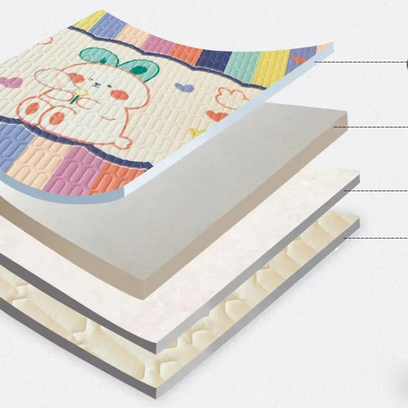 Afralia™ Cartoon Print Silky Mattress Set: 4-Layer Quilted Breathable Cushion