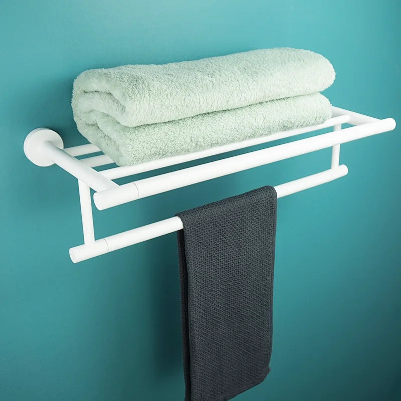 Afralia™ Bathroom Accessory Set: Towel Rack, Toilet Brush, Paper Holder, Toothbrush Holder, Soap Tray