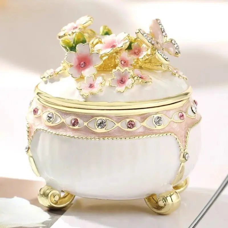 Afralia™ Cherry Blossom Jewelry Trinket Box: Wedding Ring Holder & Dressing Table Decor