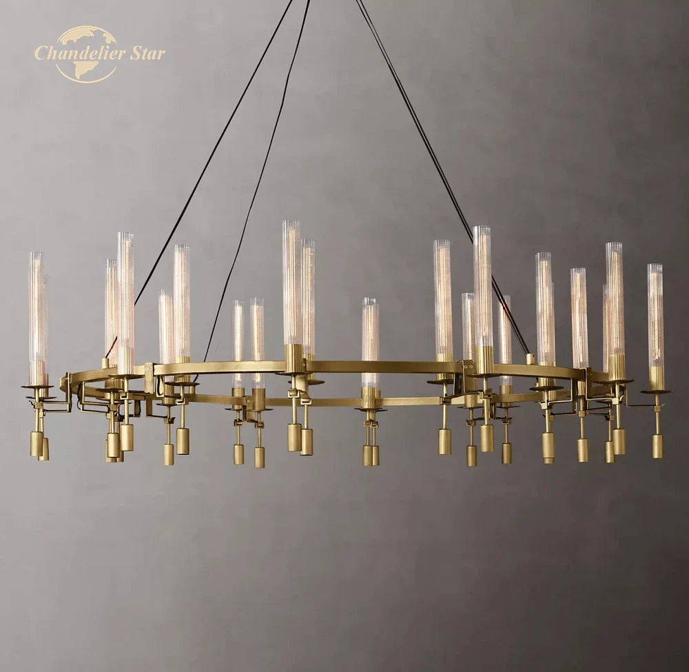 Afralia™ LED Round Glass Chandelier for Living Dining Room Lighting