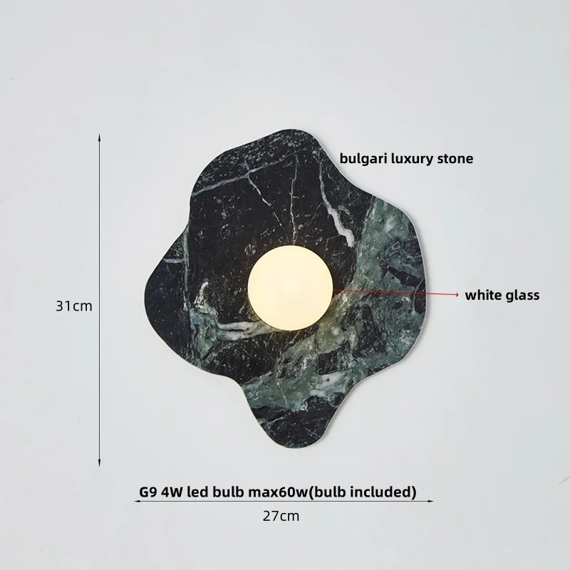 Afralia™ Green Marble Stone LED Wall Sconce Lighting for Bedroom and Hallway