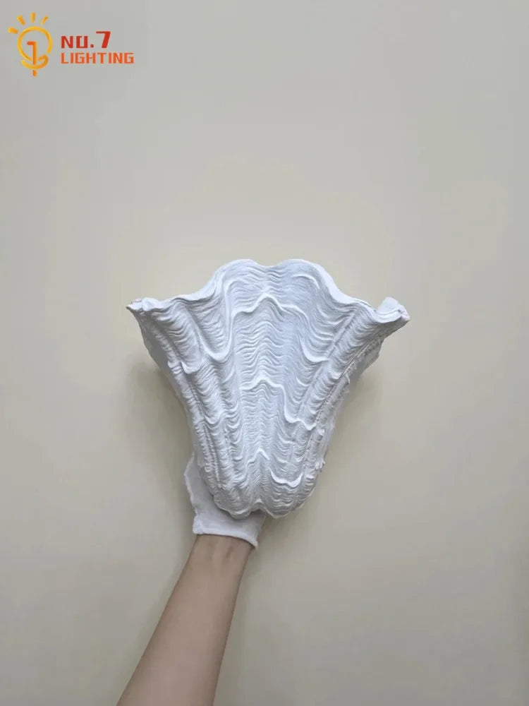 Afralia™ Gypsum Shell LED Wall Lamp - French Design Medieval Wabi-Sabi Art Bedroom Decor