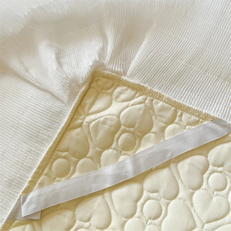 Afralia™ Lace Ruffles Quilted Cooling Bed Skirt Set