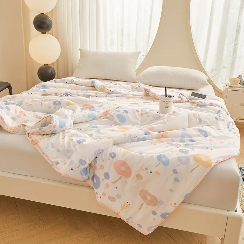 Afralia™ Floral Pattern Thin Cooling Quilt for Spring Summer Comfort.