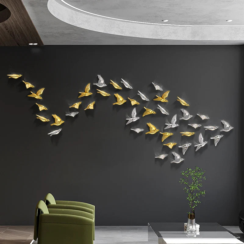 Afralia™ 3D Bird Resin Statue Wall Decor for Children's Room - Animal Figurine Ornament