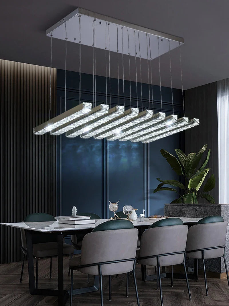 Afralia™ Luxury Crystal LED Pendant Light for Living Room Bar Chandelier