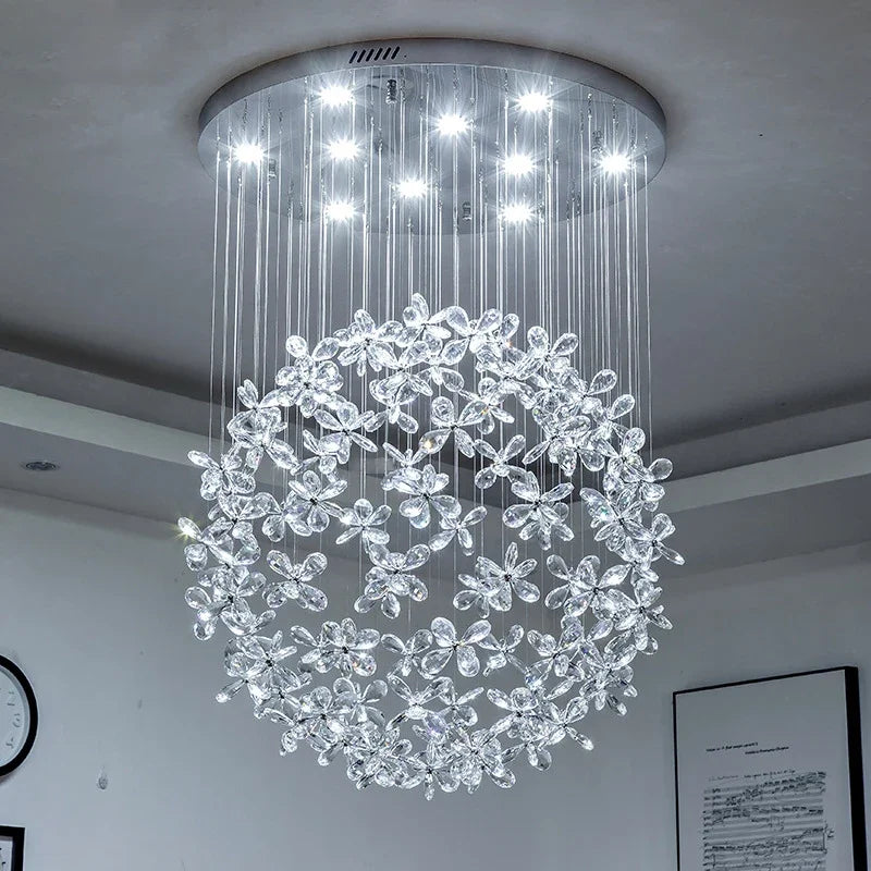 Afralia™ Luxury Crystal Butterfly Ceiling Chandelier for Living Room - Modern LED Light Fixtures