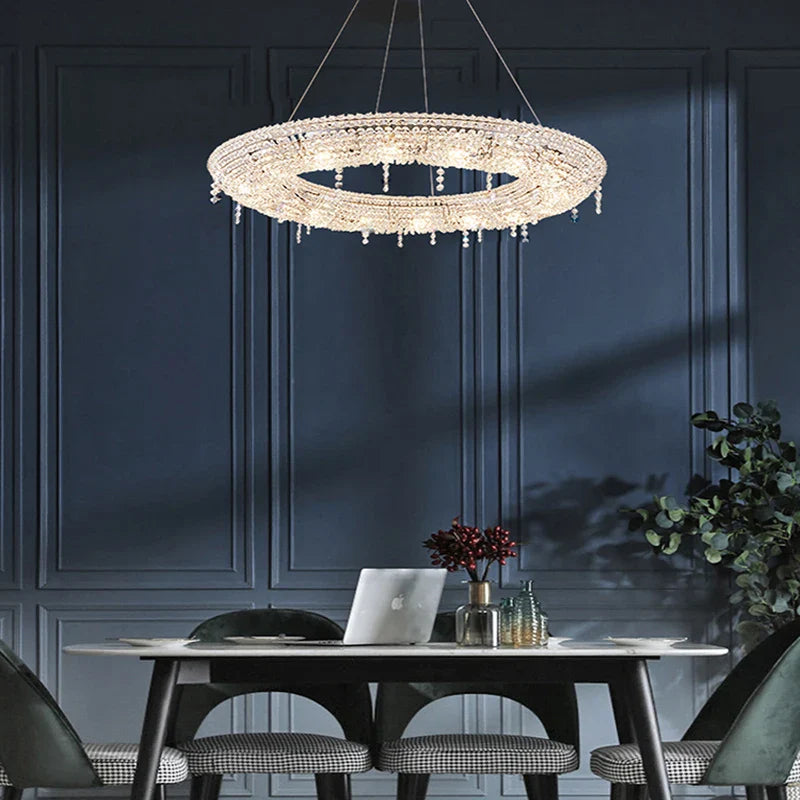 Afralia™ Crystal Pendant Chandelier: Modern Dimmable Lighting for Living Room, Bedroom, Foyer