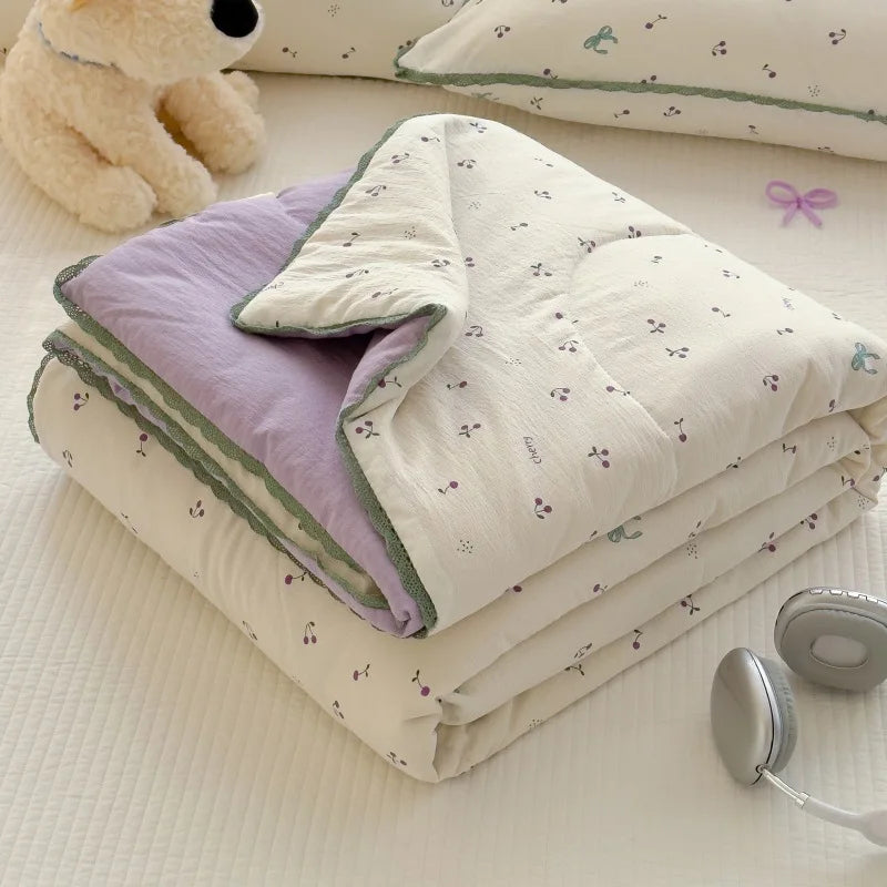 Afralia™ Summer Comforter: Sweet Printed Air-Condition Queen King Beds, Soft Skin-Friendly Breathable Blanket