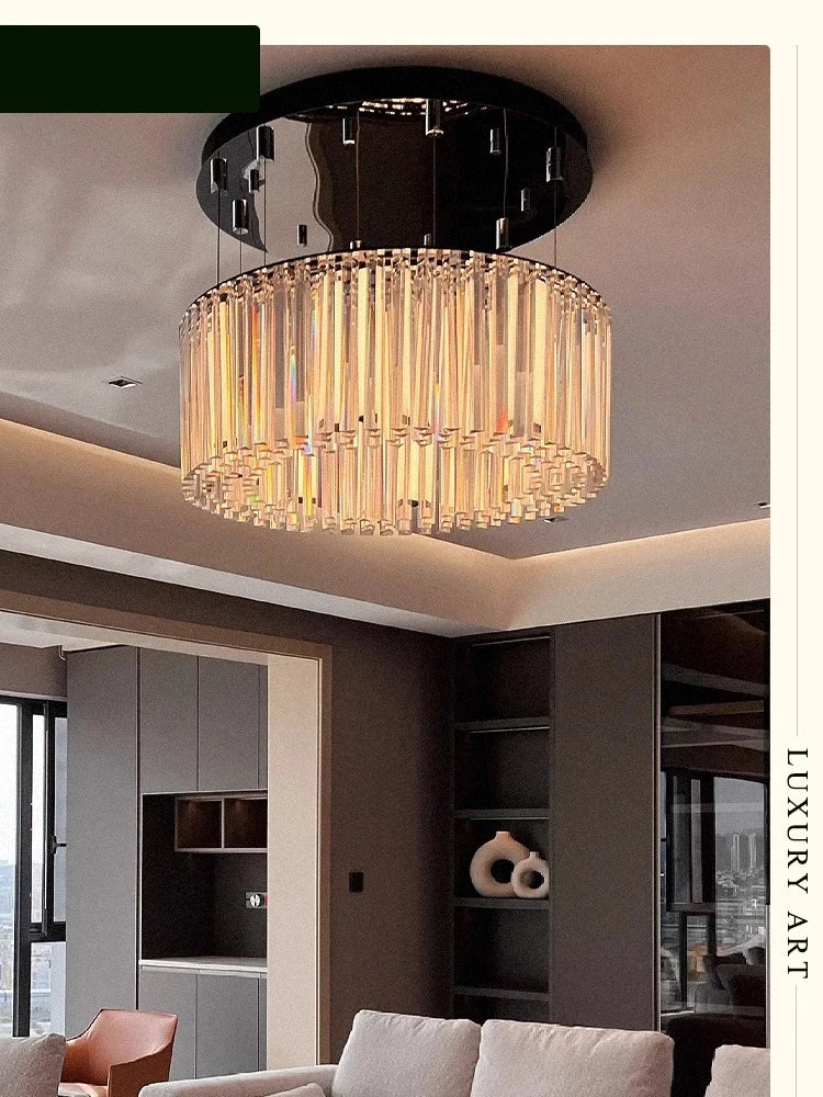Afralia™ Crystal Pendant Light: Elegant Villa Decor Fixture for Living Room & Bedroom