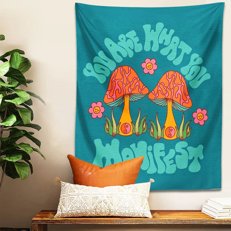 Afralia™ Mushroom Tapestry Wall Hanging: 70s Groovy Hippie Psychedelic Flower Art, Dorm Decor