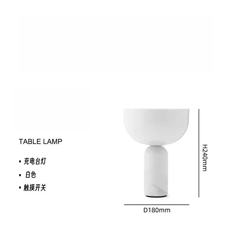 Afralia™ Marble Table Lamp Touch Switch USB Charging Desk Light Medieval Cream