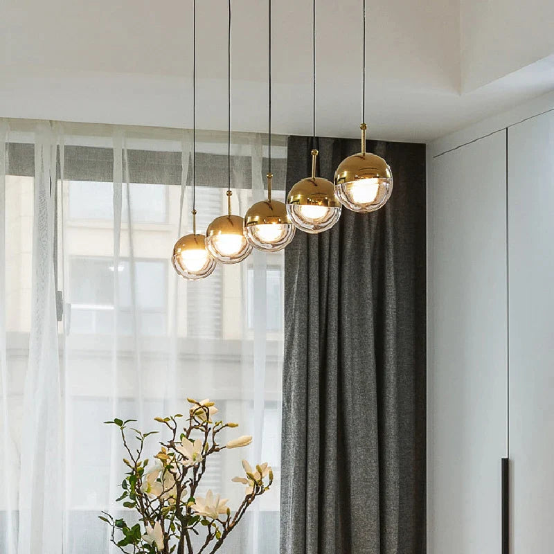 Afralia™ Nordic Rose Gold Crystal Ball Pendant Light for Stylish Living Spaces