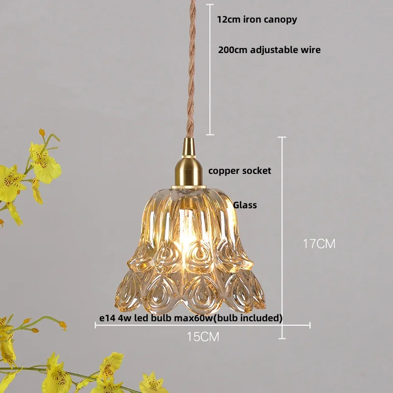 Afralia™ Brass LED Pendant Light Fixture Clear Glass Adjustable Nordic Hanging Lamp