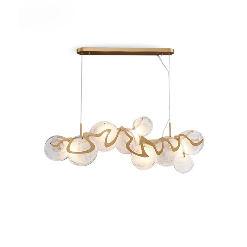 Afralia™ Gold Glass LED Chandelier Lighting for Modern Nordic Living Room Decor