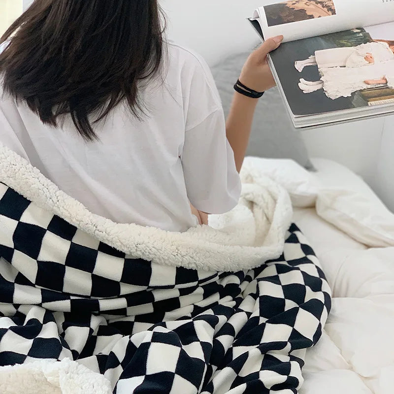 Afralia™ Nordic Checkerboard Weighted Blanket 150x200 Soft Cozy Fluffy Warm Blanket