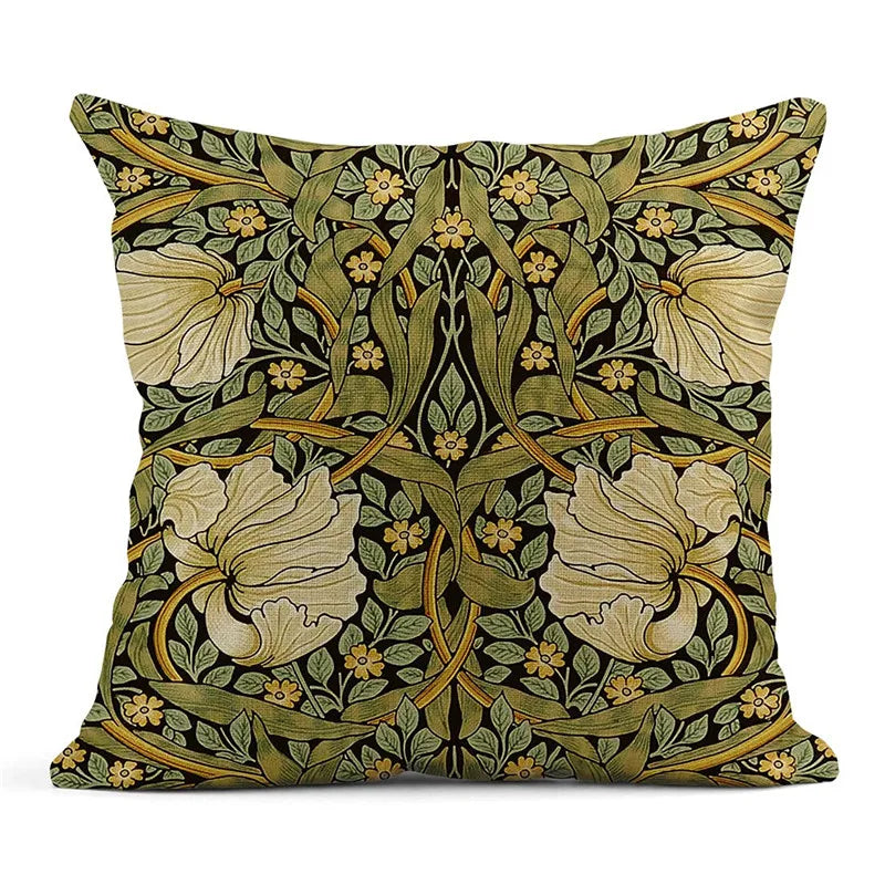 Afralia™ Vintage Flowers Linen Pillowcase 45x45cm Cushion Covers for Living Room Decor