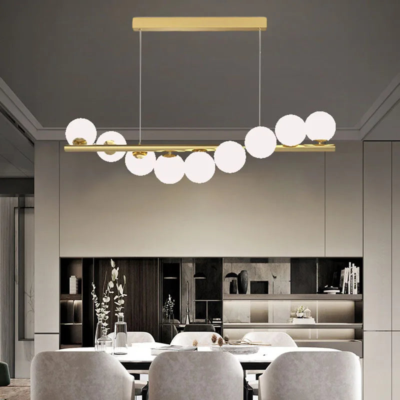 Afralia™ White Glass Chandelier for Dining Room Kitchen Bar G9 Bulb 110-240V