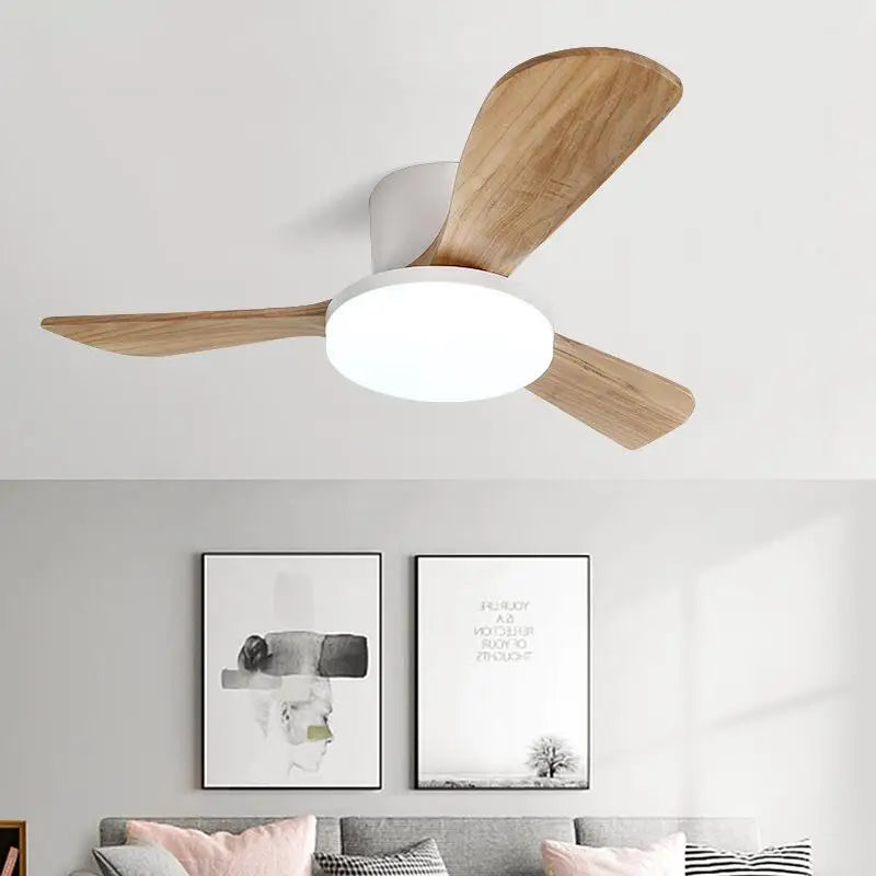 Afralia™ Wood Ceiling Fans 52" DC 35W LED Remote Control Living Bedroom Light Fans