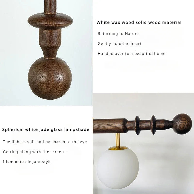 Modern Wood Strip Chandelier Glass Ball Lampshade for Kitchen Island Dining Living Room Lighting by Afralia™