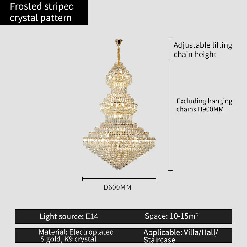 Afralia™ Crystal Chandelier: Luxury High School High-End Living Room Light Fixture