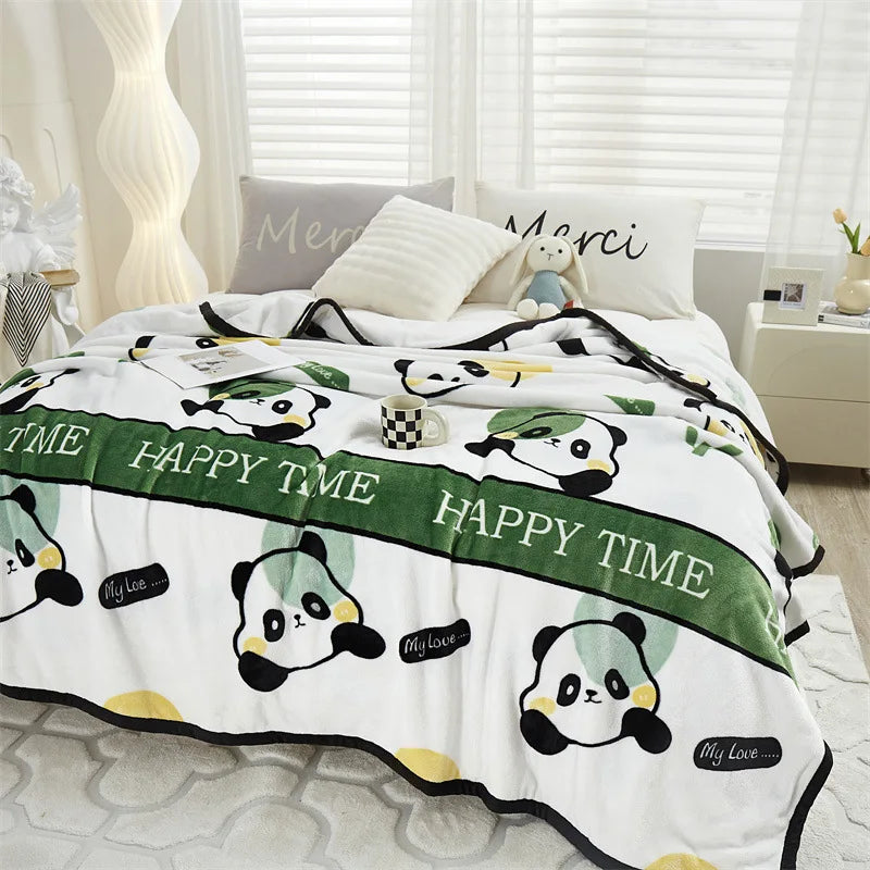 Afralia™ Cozy Flannel Blanket for All Seasons: Double-Sided Velvet Bed Cover, Single Double