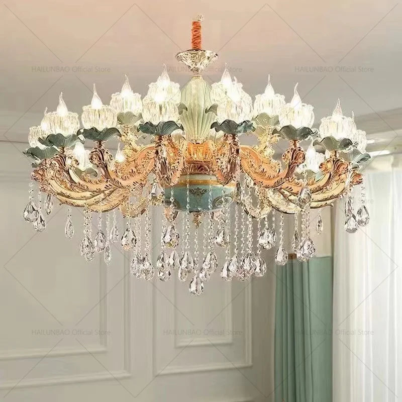 Afralia™ European Crystal Chandelier Living Room Bedroom Lamp High-Grade Villa Duplex Large