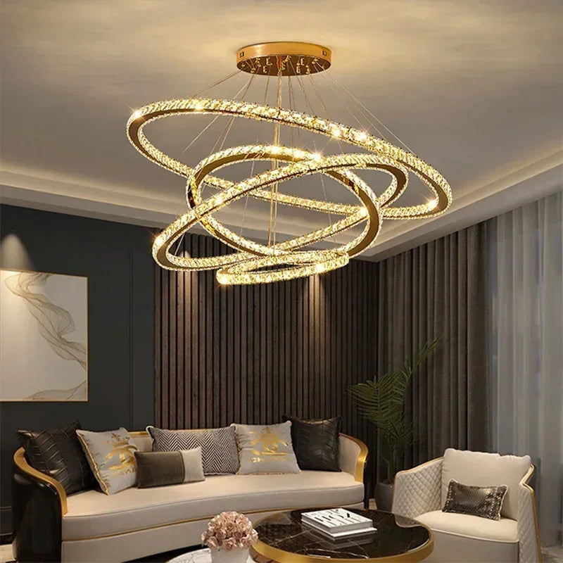 Afralia™ Crystal Ceiling Pendant Light Chandelier Modern Living Room Bedroom Decor