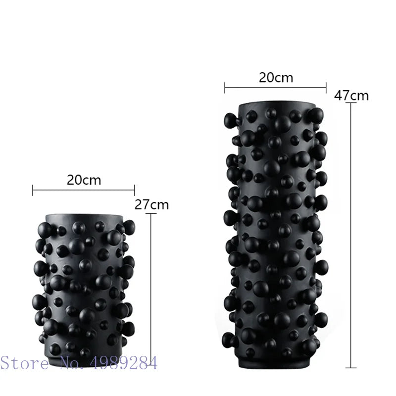 Afralia™ Black White Abstract Dots Resin Vase Irregular Bumps Home Decoration Organizer