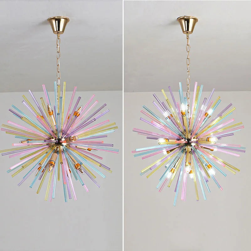 Afralia™ Dandelion Chandelier Glass Hanging Lighting for Kids Room, Bedroom, Dining Room