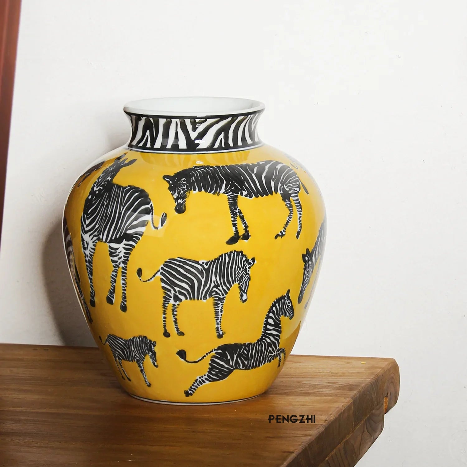 Afralia™ Zebra Pattern Ceramic Vase - Vintage Porcelain Home Decor Accessory