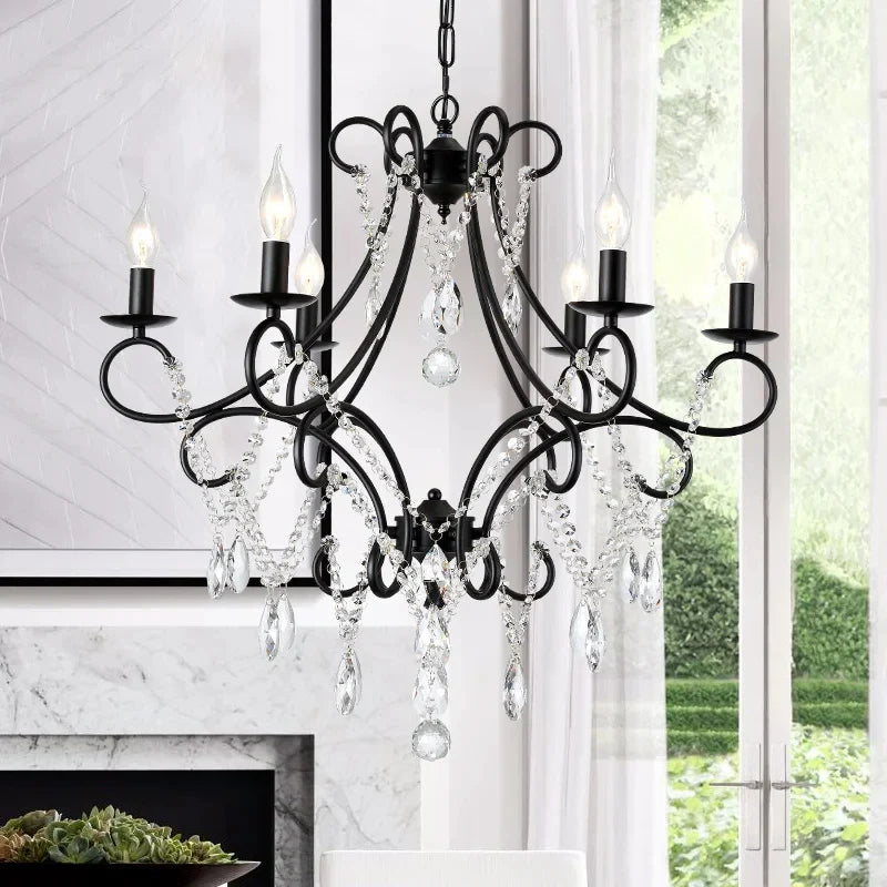 Afralia™ Iron Crystal Chandelier: Modern Luxury Industrial Style for Home Living/Dining Room