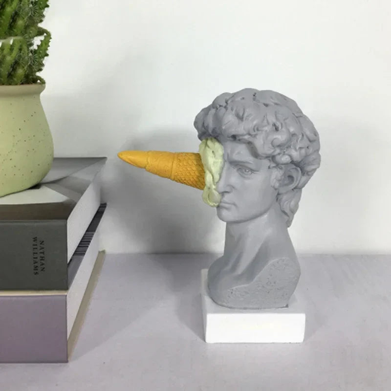Afralia™ Modern Abstract Resin David Head Bust Sculpture Mini Desktop Ornament