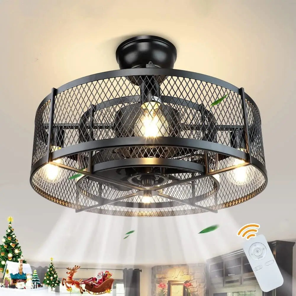 Afralia™ Nordic Ceiling Fan Light Three Colors Remote Control LED - 110V