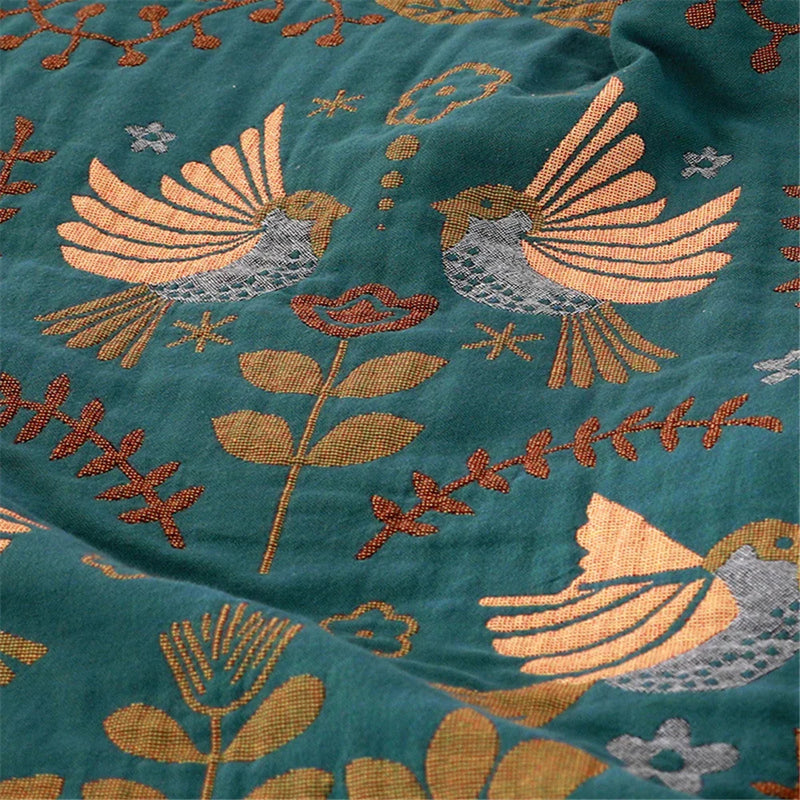 Afralia™ Birds Jacquard Cotton Gauze Sofa Cover - Non-Slip Blanket for All Seasons