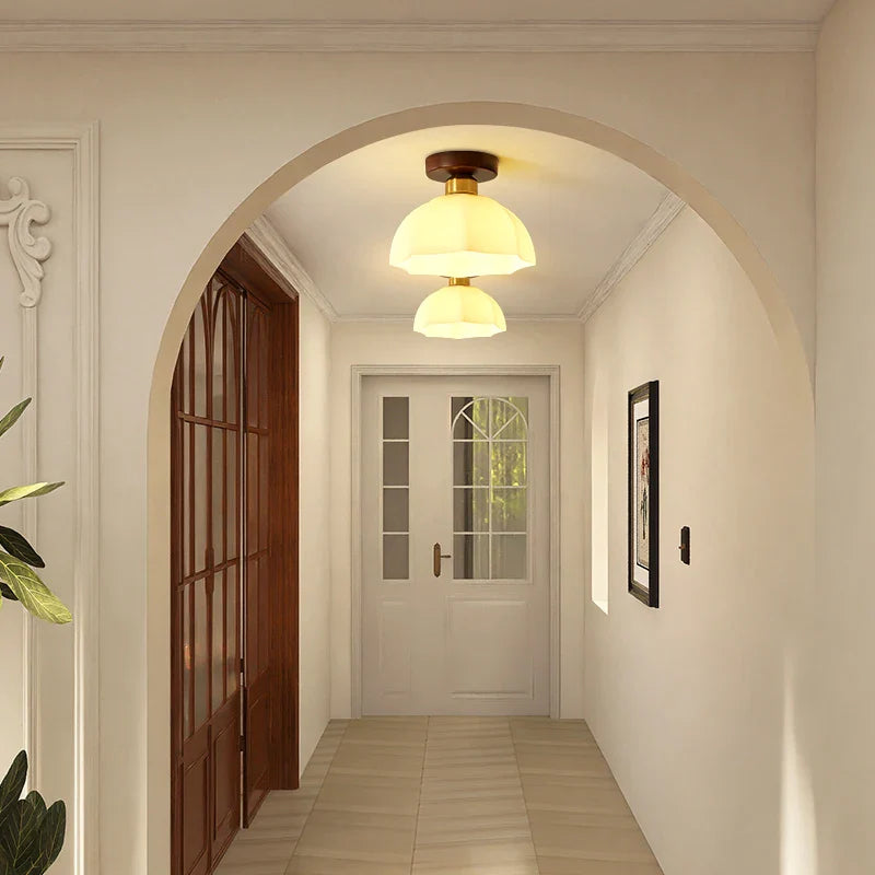 Afralia™ Copper Glass LED Ceiling Light - Modern Indoor Lighting for Home Decor