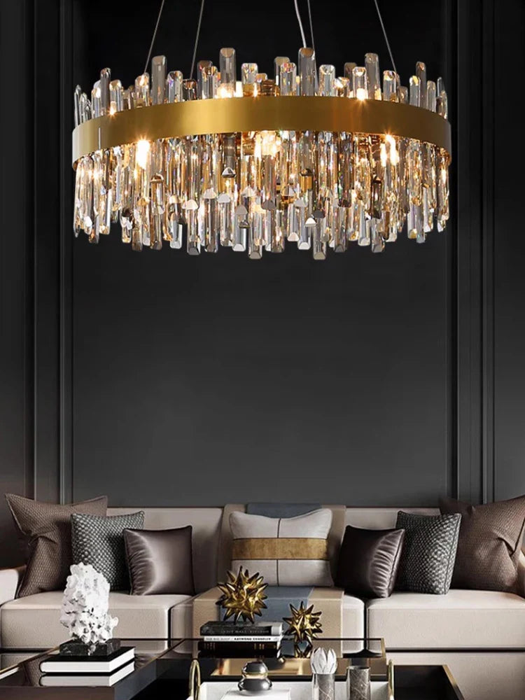 Afralia™ Crystal LED Pendant Light Chandelier for Living Dining Bedroom Luxe Decor