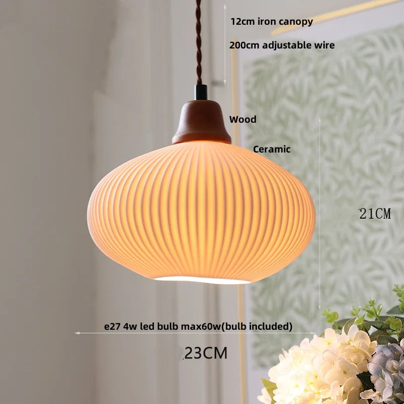 Afralia™ Ceramic LED Pendant Lamp with Adjustable Copper Socket - Nordic Modern Home Decor