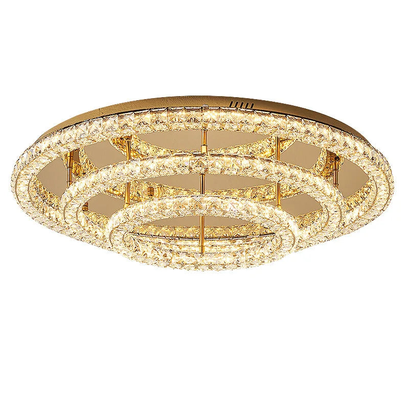 Afralia™ Dimmable Crystal Chandelier Foyer Ceiling Light - Modern Luxury Steel Luminarias