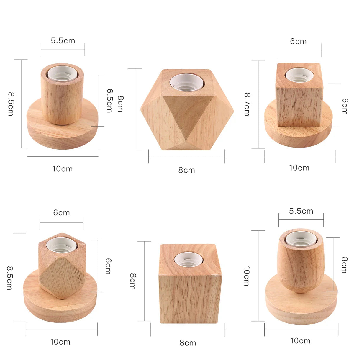 Solid Wood Table Lamp with E27 Base Socket, Switch Line, and Simple Design